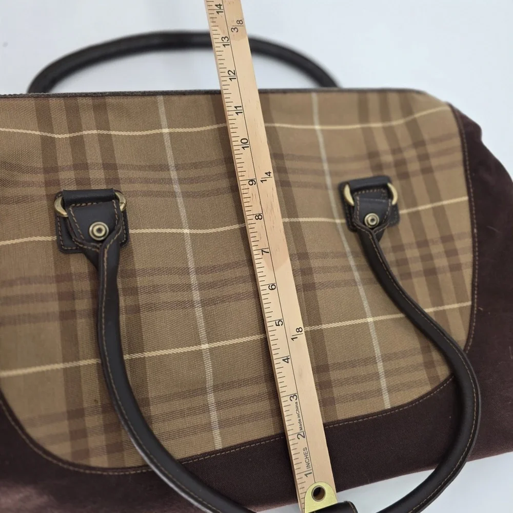 Vintage Eddie Bauer Carry on Weekend Bag Luggage Tartan Plaid Canvas Leather $$$